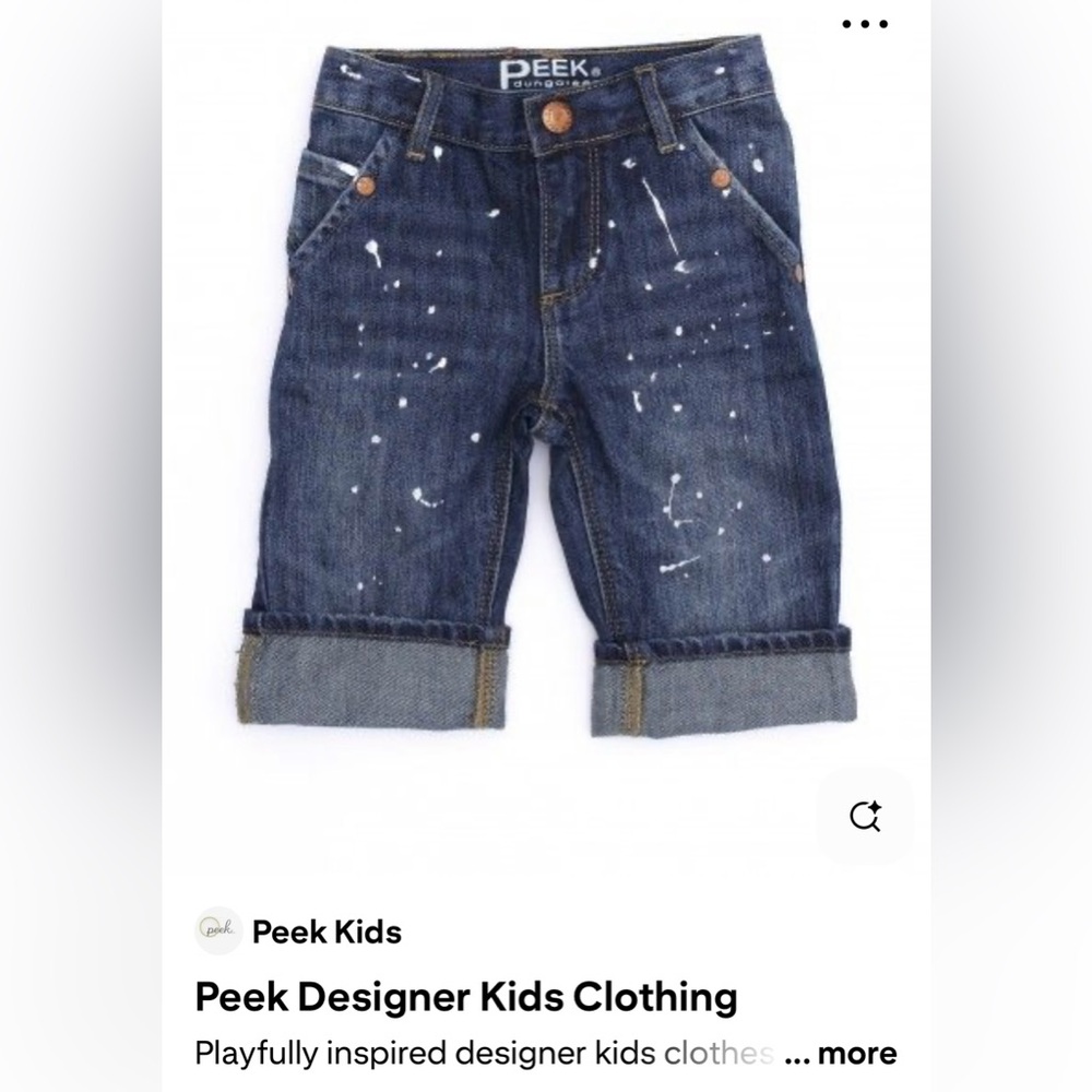 Peek Kids Designer Distressed Jeans, Unique Paint Splatter Denim, Blue Wash